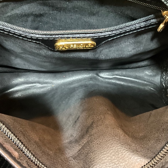 Fendi crossbody signature dark gray on black penguin stripe.  66-A2a - Picture 9 of 14